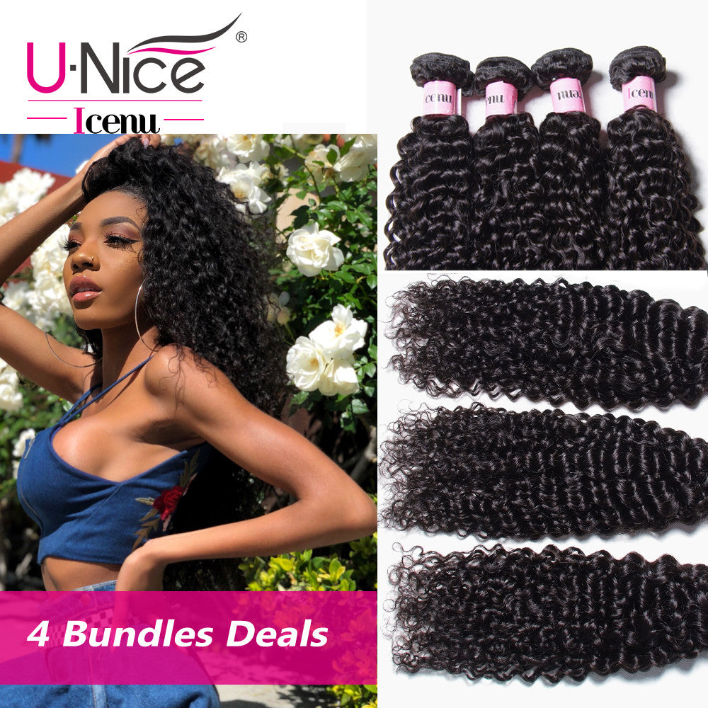 Indian Jerry Curly Hair Extensions - Virgin Human Hair Weave Bundles