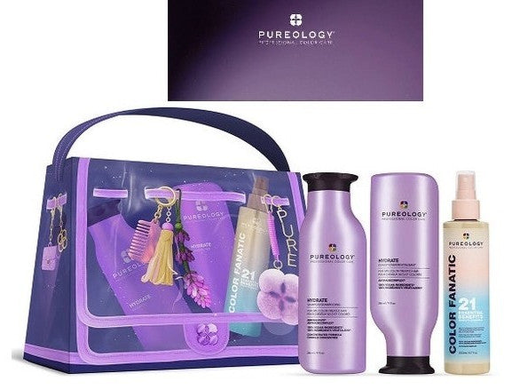 Pureology Hydrate Shampoo & Conditioner + Color Fanatic Spray Set - Hair Care Gift Set
