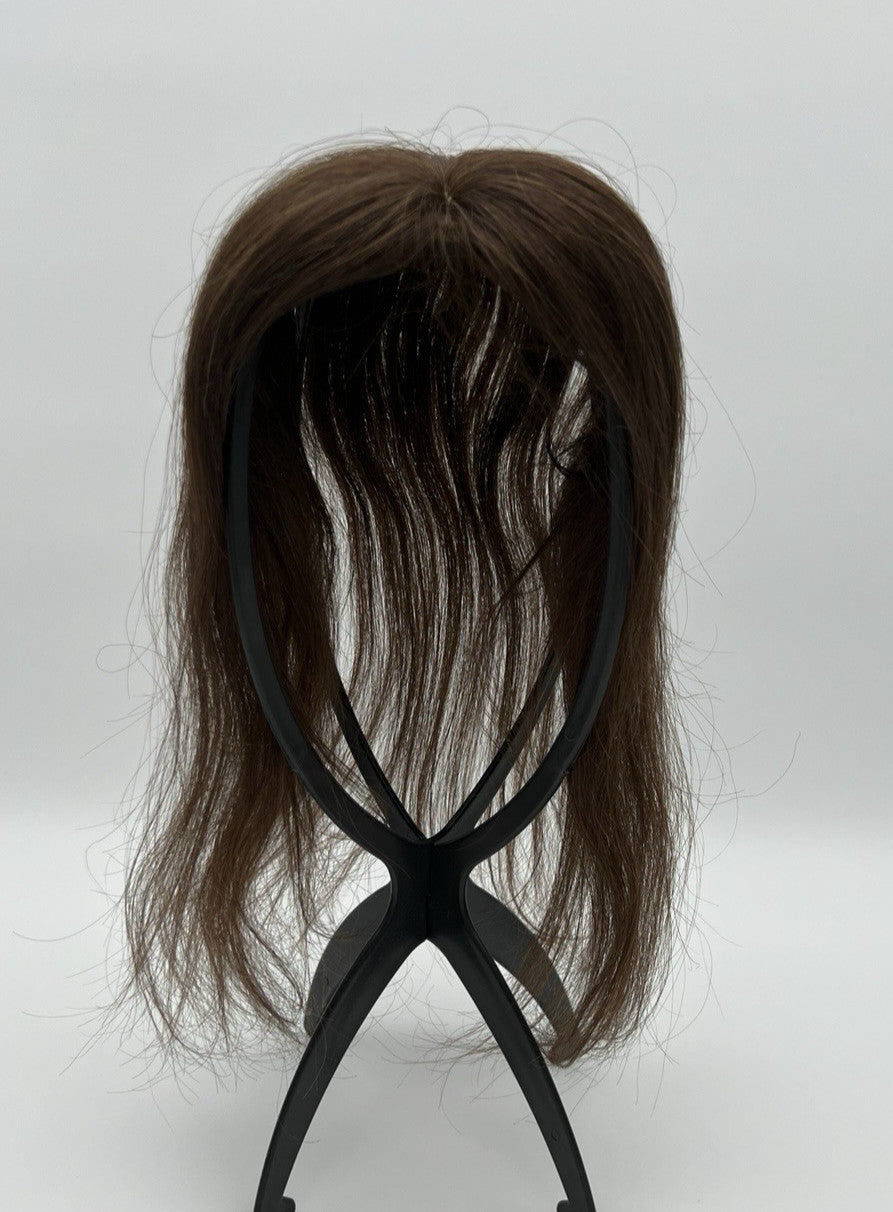 12in Dark Brown Human Hair Topper for Women - Remy Clip-In Crown Cover