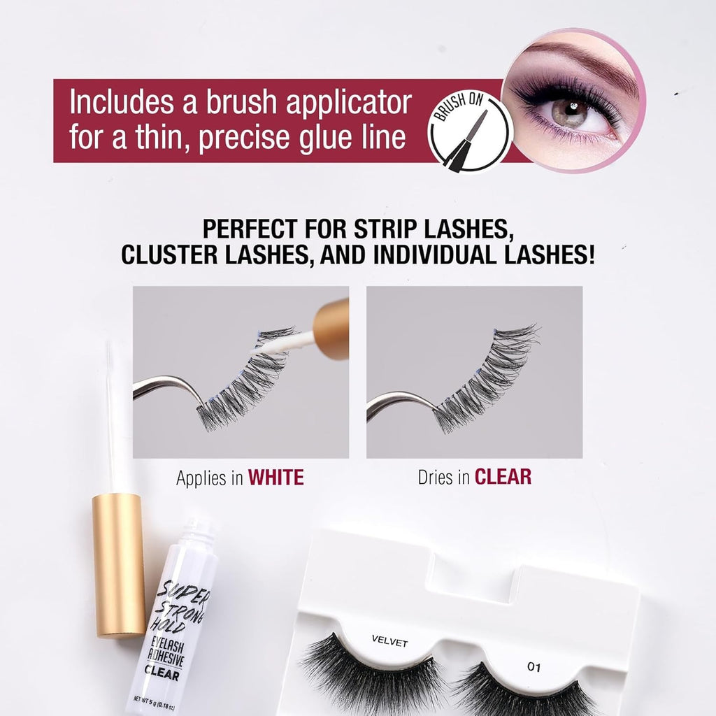 Invisible Bond Eyelash Glue - Waterproof, 48HR Hold, Latex-Free, 2 Bottles