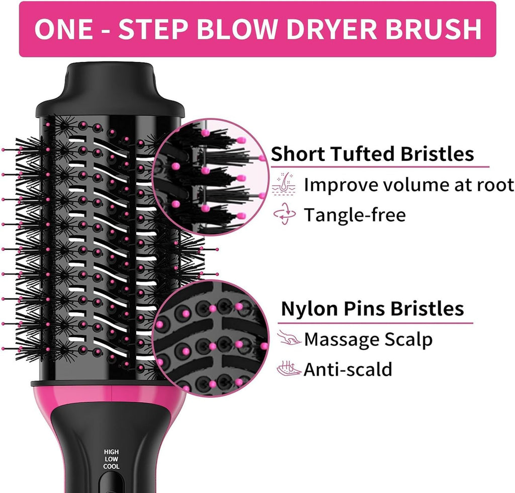 Dual Voltage Hair Dryer Brush for European Travel with 2.4'' Ceramic Barrel and Ionic Technology