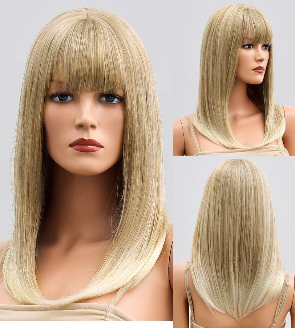 Ash Blond Short Straight Costume Wig with Fringe for Halloween