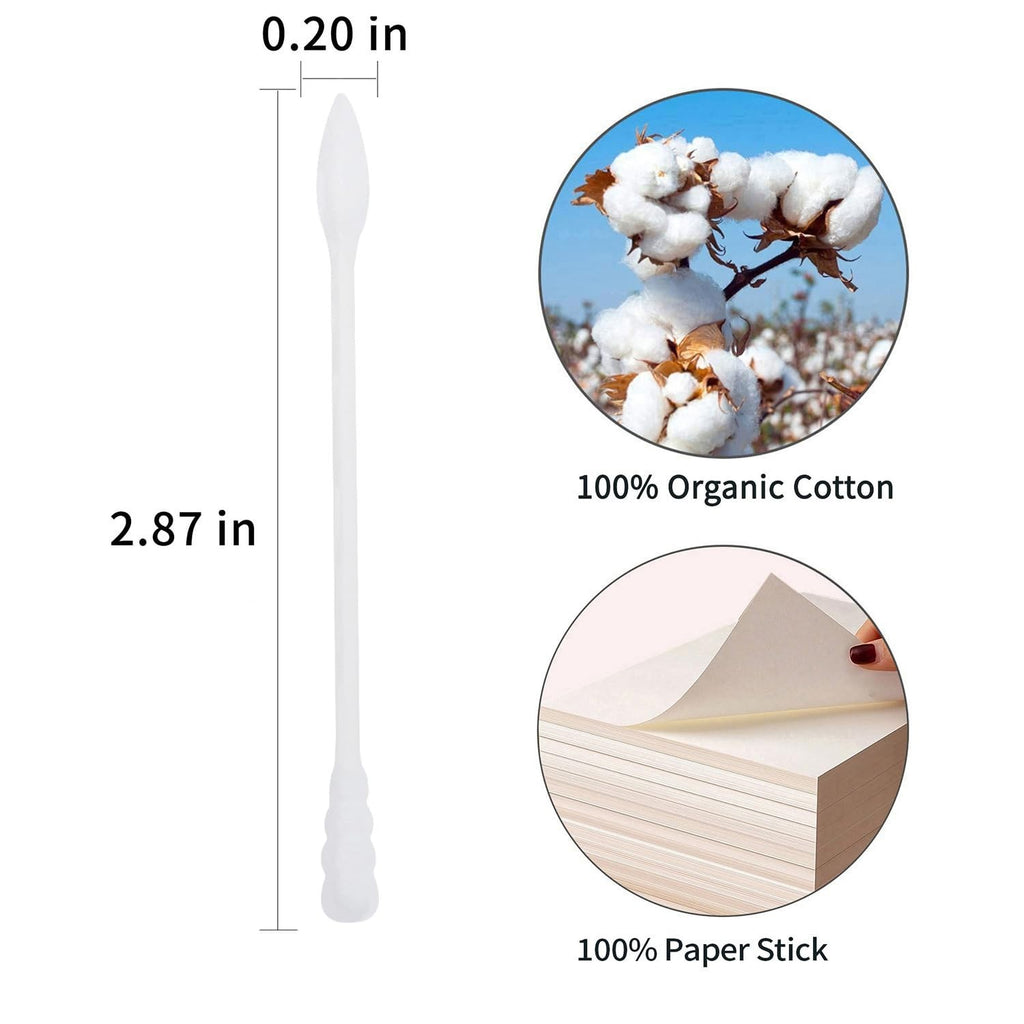 Organic Cotton Swabs Spiral Tip 400 Count Personal Care & Makeup Tools