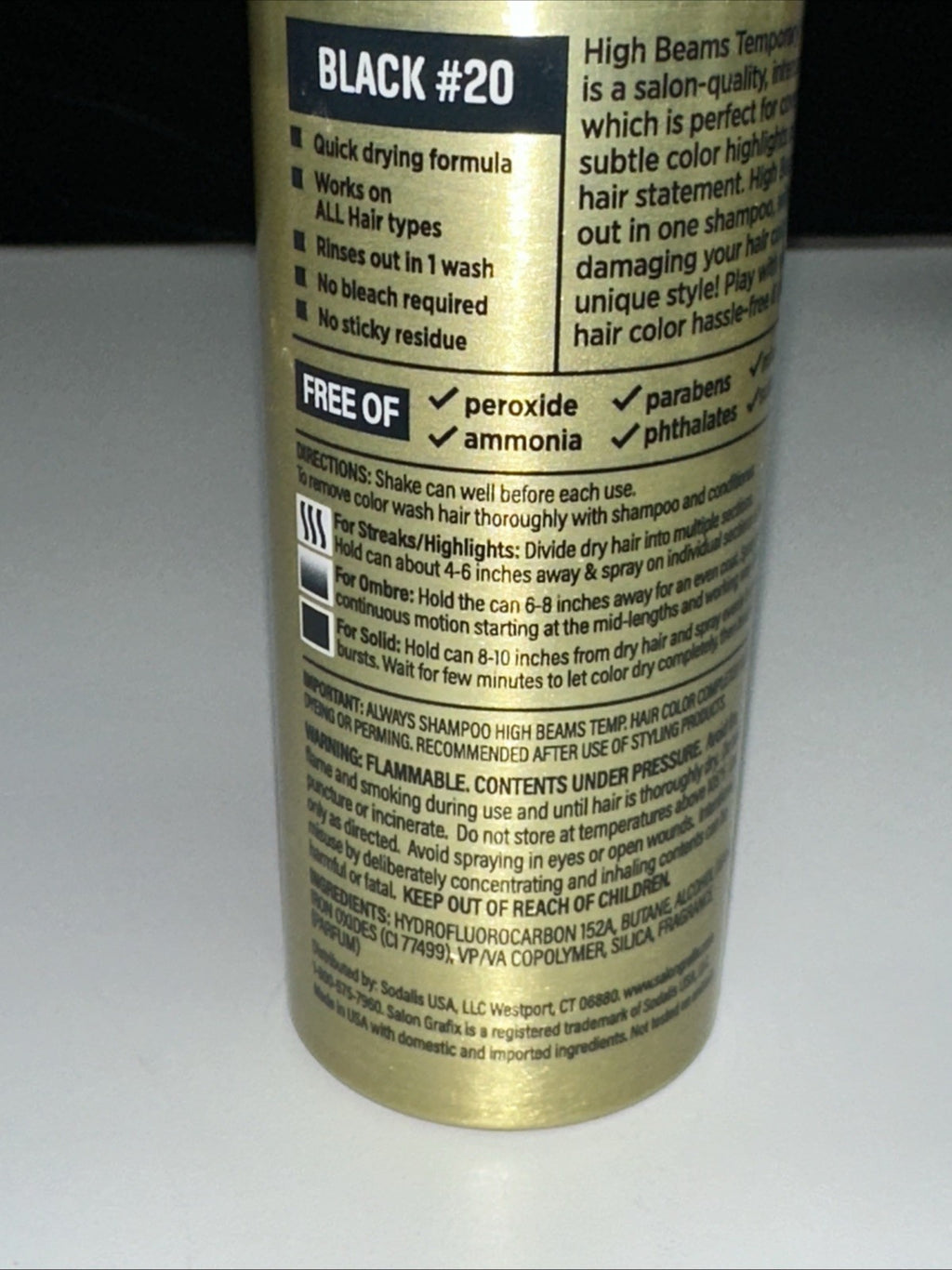 Black Temporary Hair Color Spray - 3 Cans, 2.7 oz Each, Easy Wash-Out
