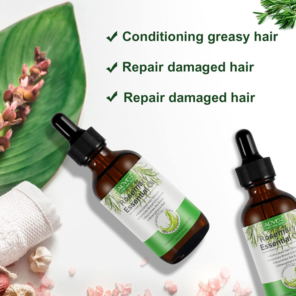 Organic Rosemary Hair Growth Oil - 2 Fl Oz Natural Hair Care Serum