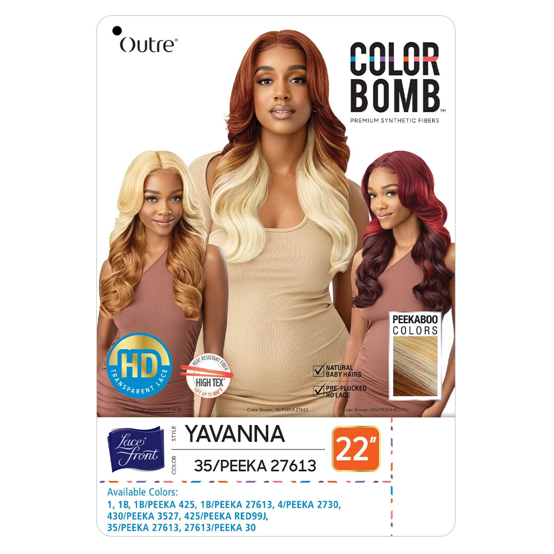 Outre Color Bomb Lace Front Wig - Yavanna, Pre-Plucked Synthetic Hair