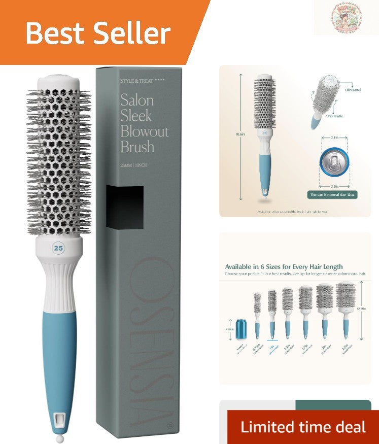 Detangling Ceramic Round Hair Brush for Shine & Volume - Ionic Bristles