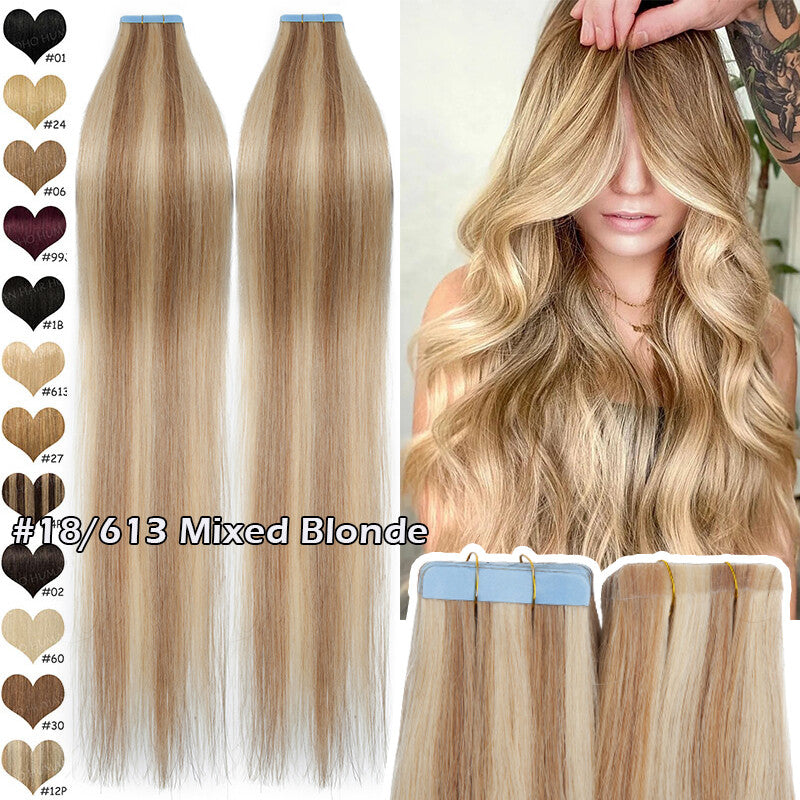 Thick Russian Tape-In Hair Extensions - Remy Human Hair Full Head