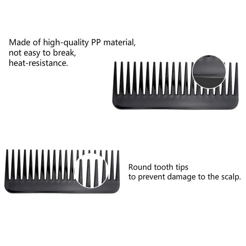 Wide Tooth Anti-Static Heat-Resistant Hair Comb for Detangling, Large Size