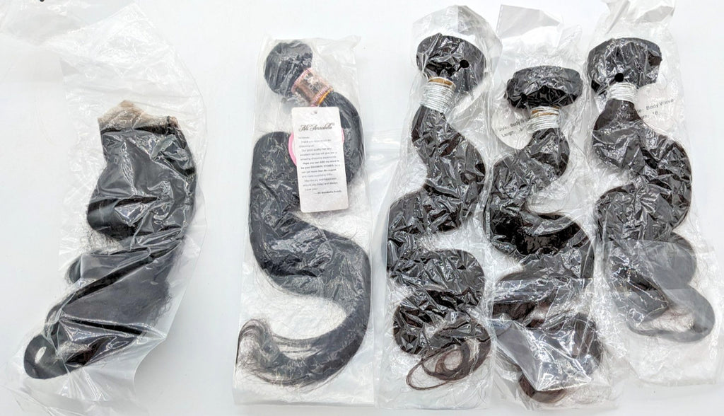 Virgin Human Hair Body Wave Bundles 18 Inch Lace Front Middle Part