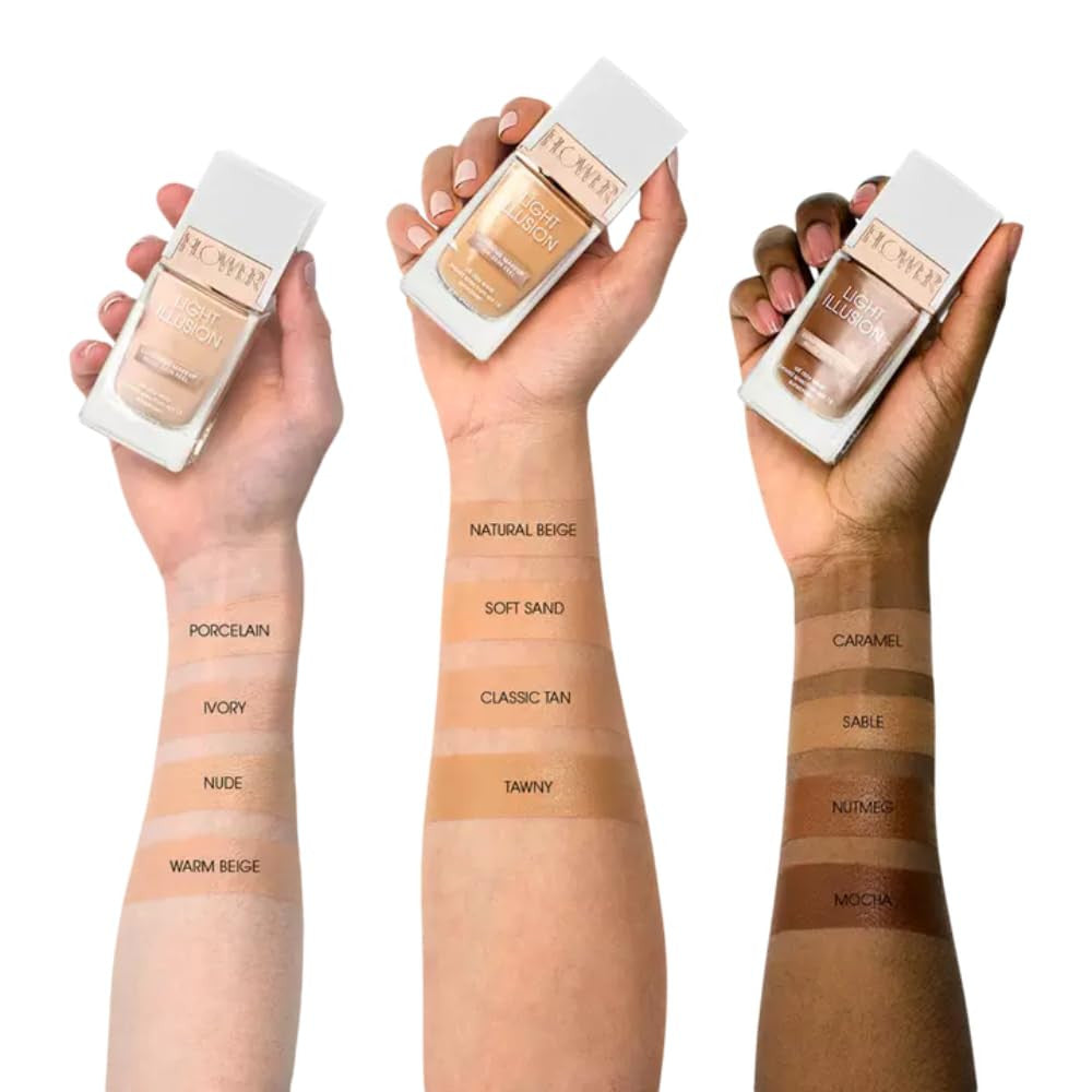 Flower Beauty Light Illusion SPF Foundation Nutmeg 1 Fl Oz - Flawless, Natural Finish