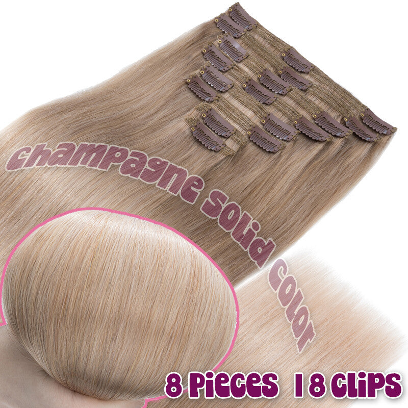 Thick Double Weft Clip-In Hair Extensions 100% Human Remy Full Head 170g