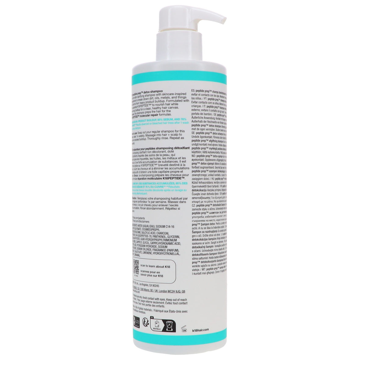 K18 Peptide Detox Shampoo 16 oz - Hair Repair & Clarifying Hair Care