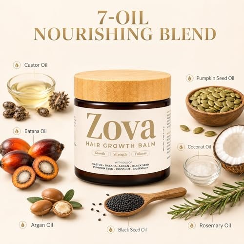 Hair Growth Balm with Castor, Argan, Rosemary Oil for Thicker, Healthier Hair