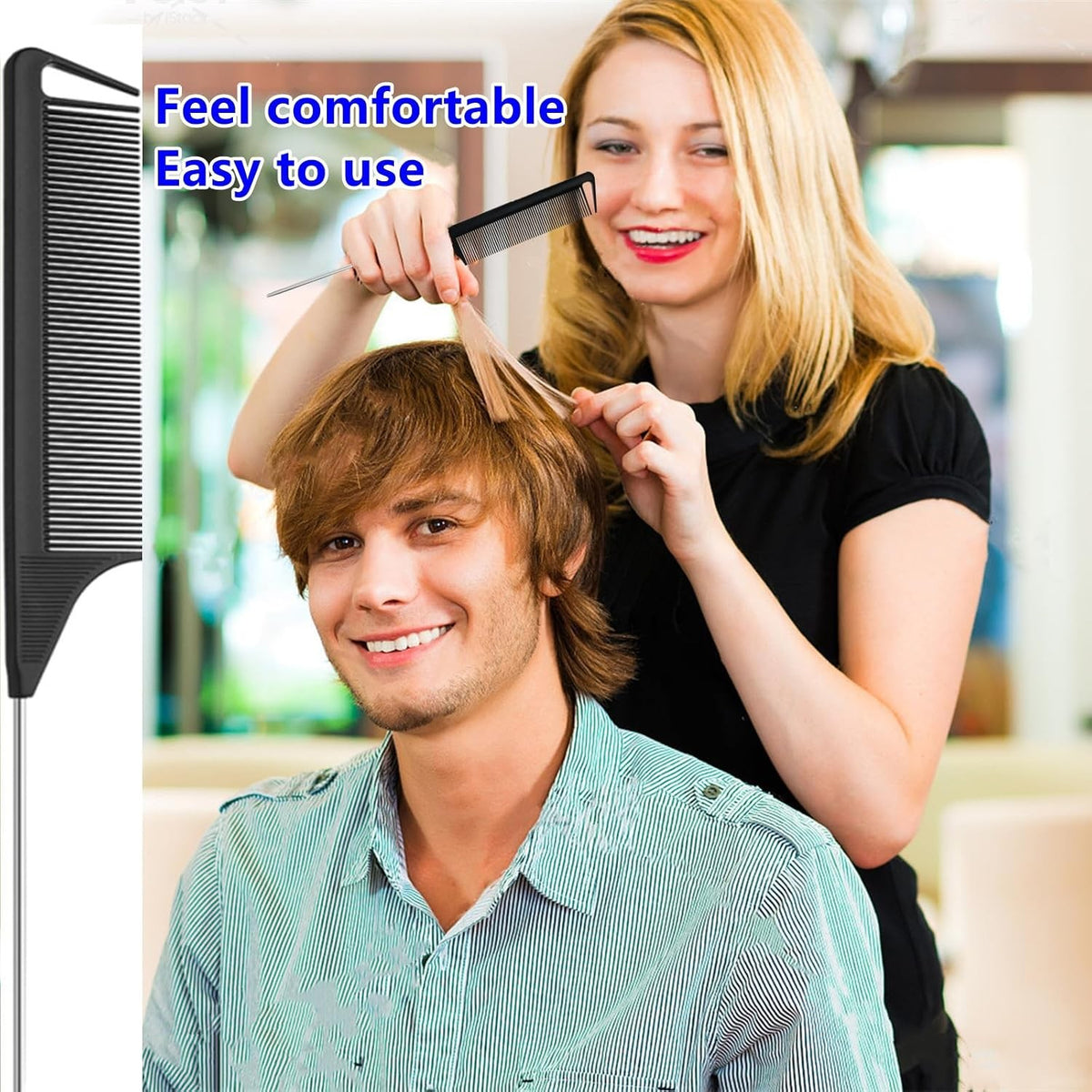 10PCS Metal Fine Tooth Rat Tail Combs Set for Hair Styling & Parting