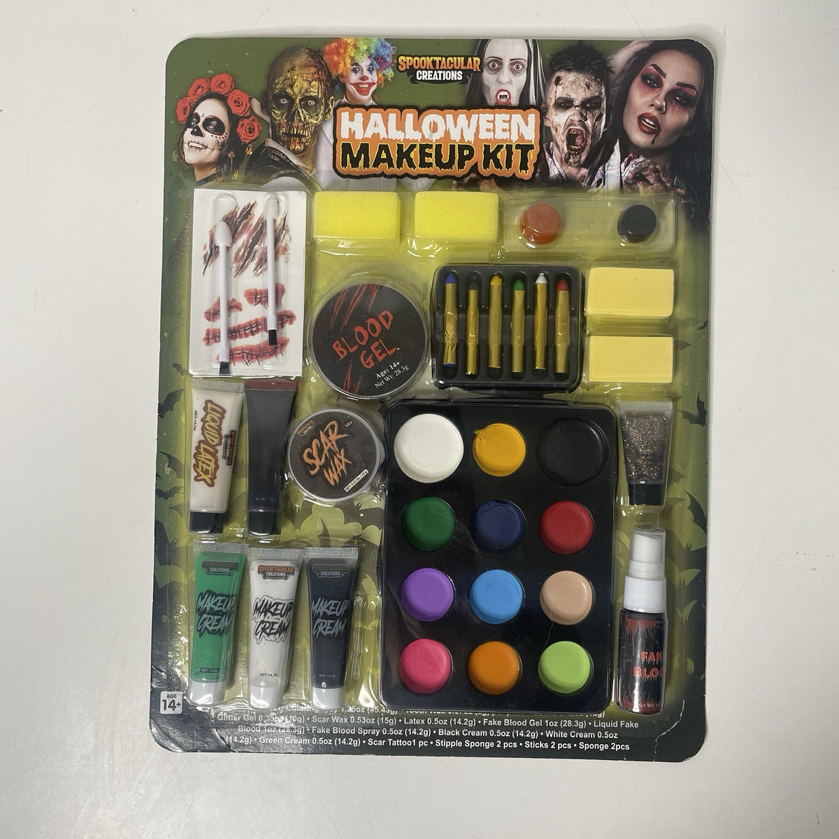 Halloween Family Makeup Kit with 12 Color Special Effect Face & Body Paints - 25 Pieces
