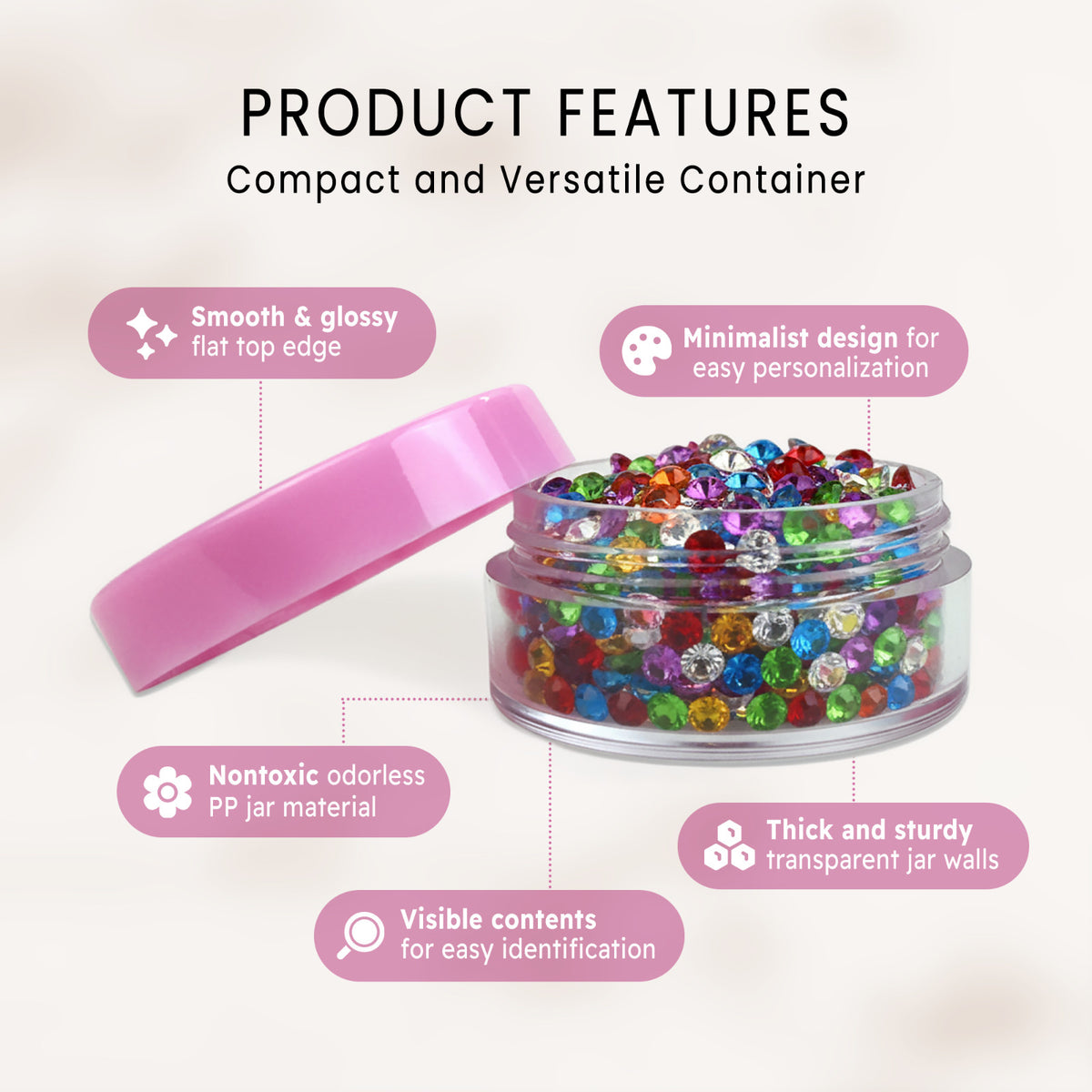 100 Pcs 10G/10ML Clear Plastic Sample Jars with Pink Lids – Cosmetic Storage
