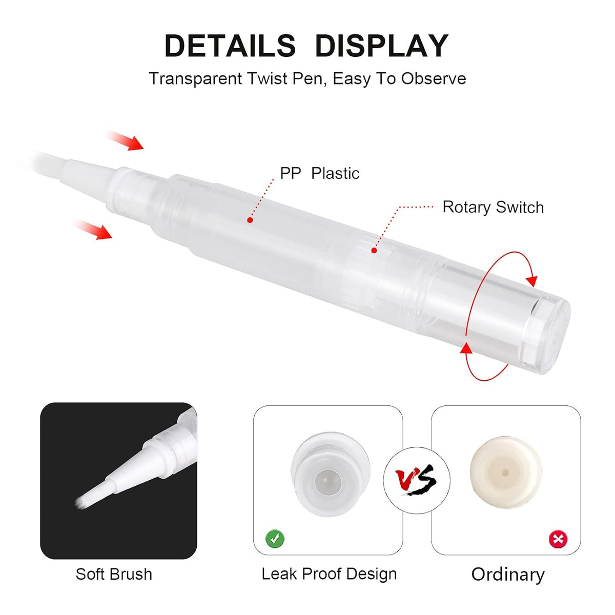Empty 5ml Twist Pen for Cuticle Oil & Nail Care Applicators - Pack of 5