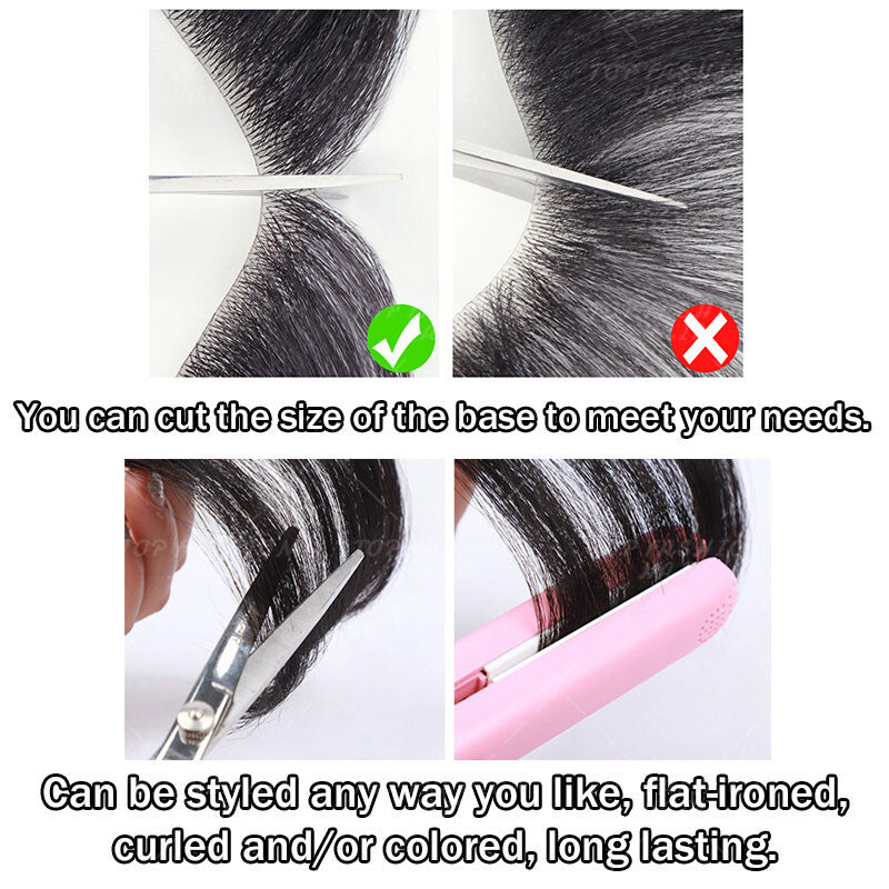 Men's Human Hair Replacement System Toupee with PU Lace Mono Base - Remy Hair Piece