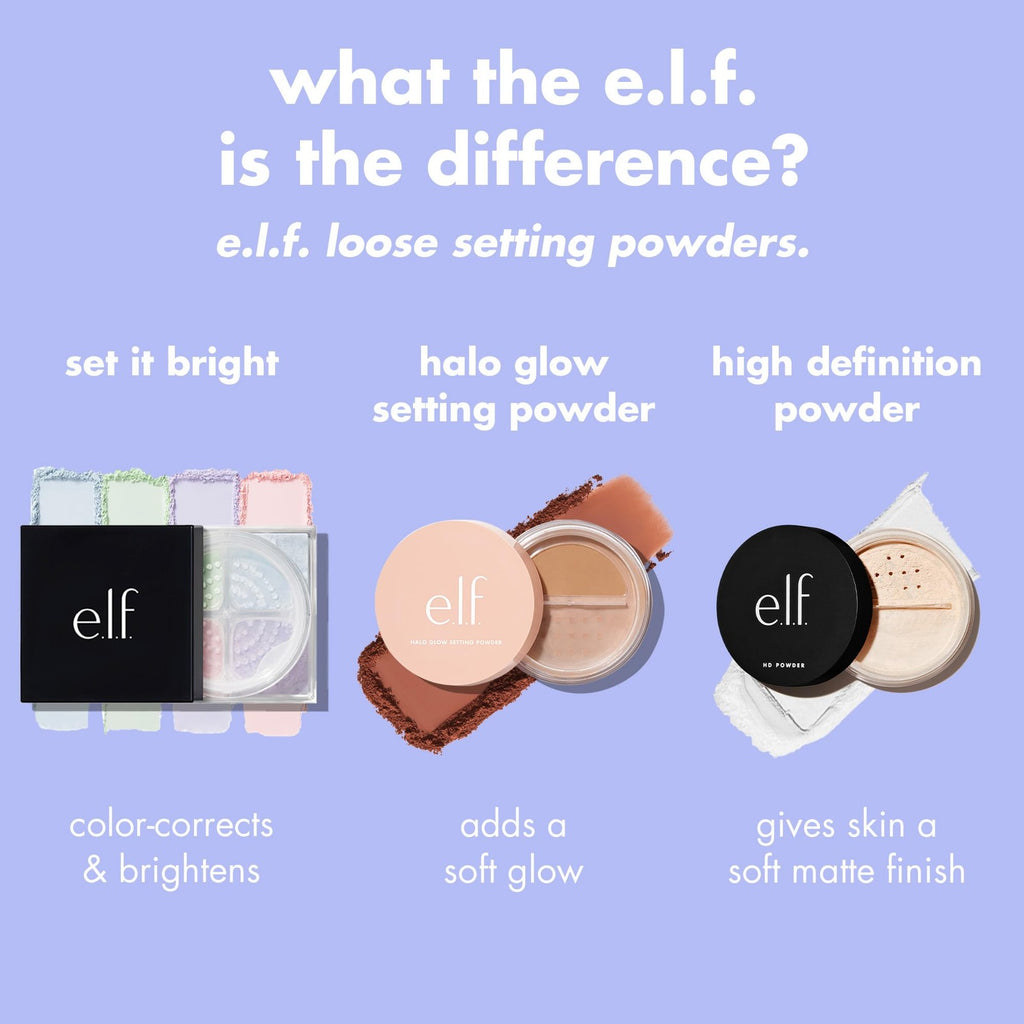 e.l.f. Set It Bright Powder Quad – Light Shade, 0.37 oz, 2 Color-Correcting + 2 Brightening Powders