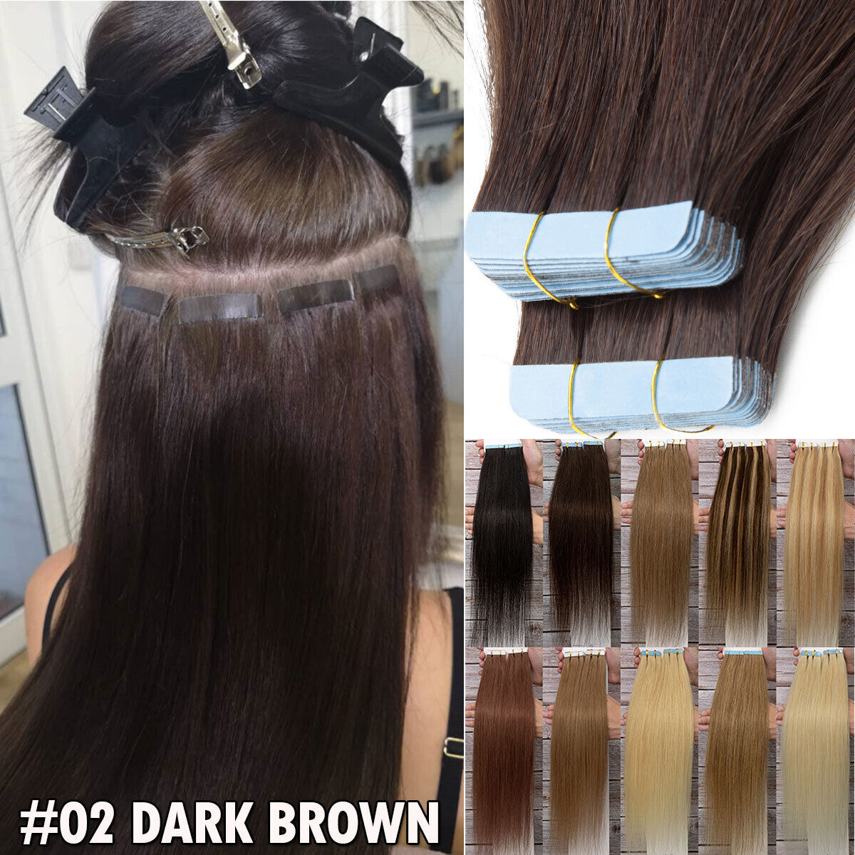 Ombré Tape-In Hair Extensions - 100% Remy Human Hair Full Head