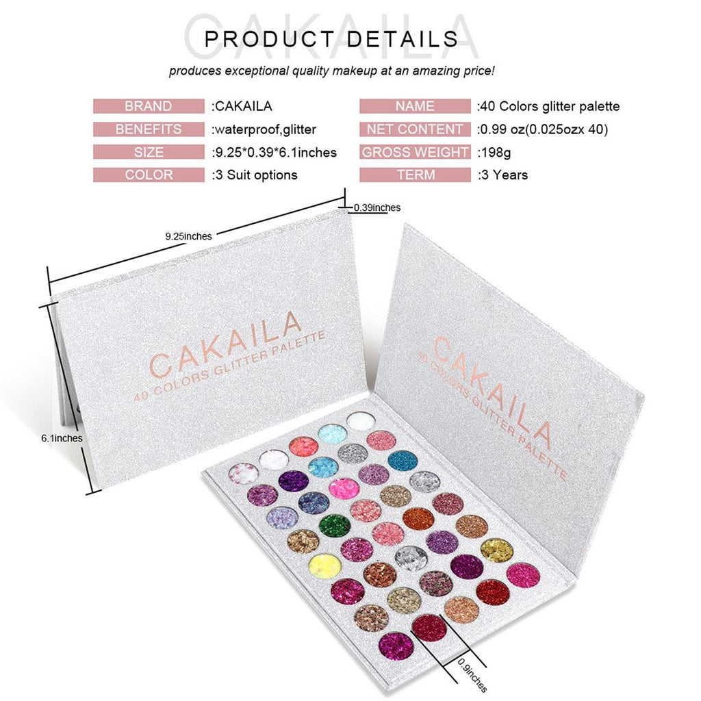 40 Color Glitter Eyeshadow Palette - Highly Pigmented Metallic Shimmer Makeup
