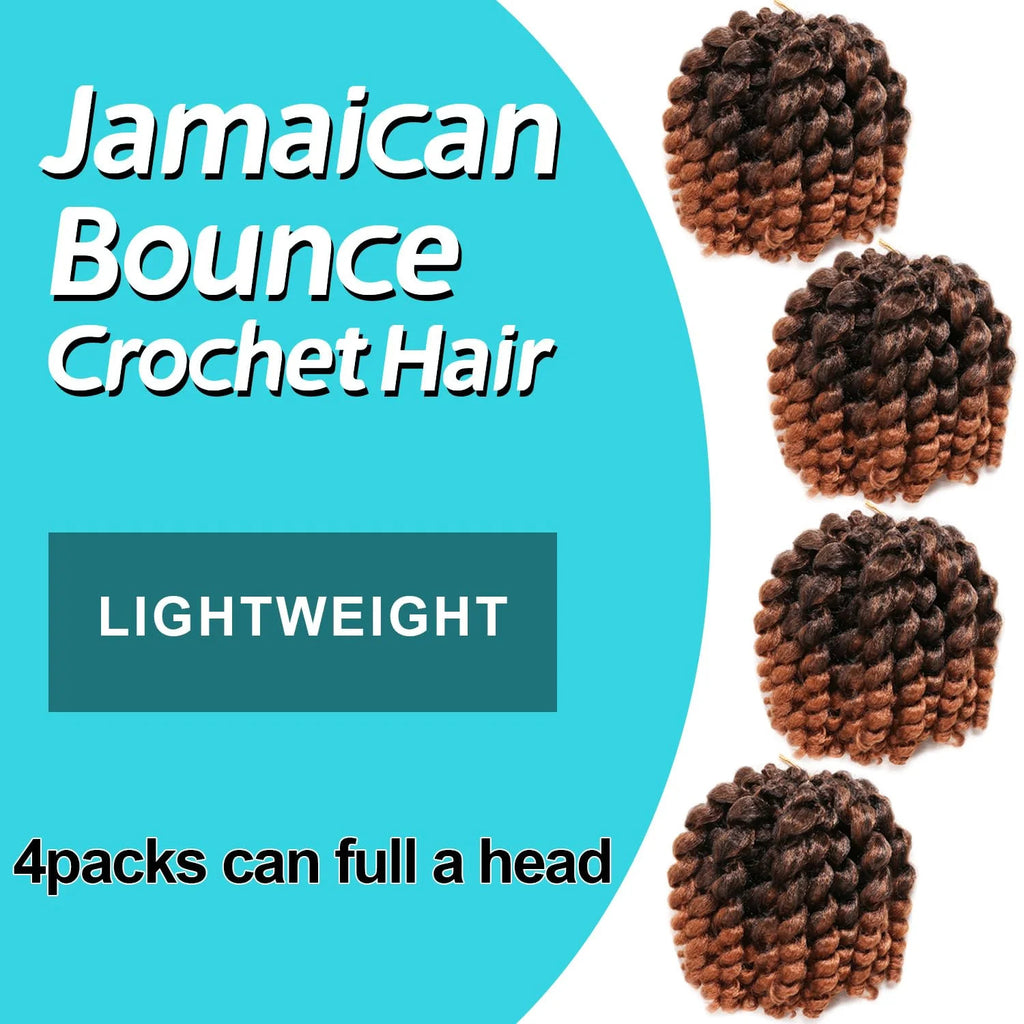 Crochet Hair Wand Curls 4 Pack 8 Inch Afro Bouncy Synthetic Hair for Black Women