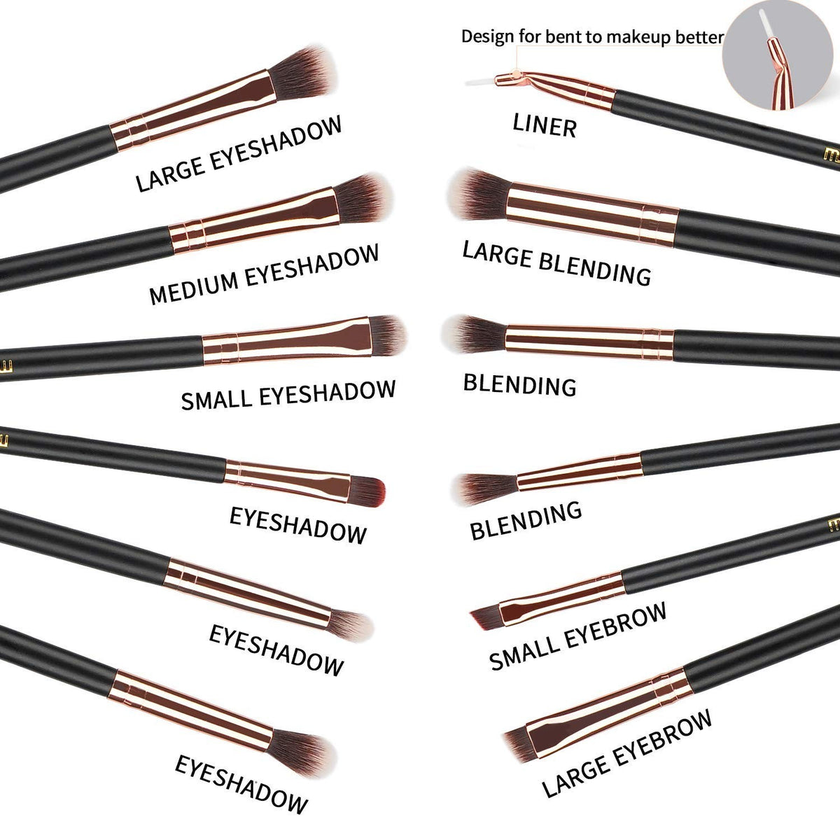 12Pcs Rose Gold Eye Makeup Brush Set - Precision Eye Makeup Tools