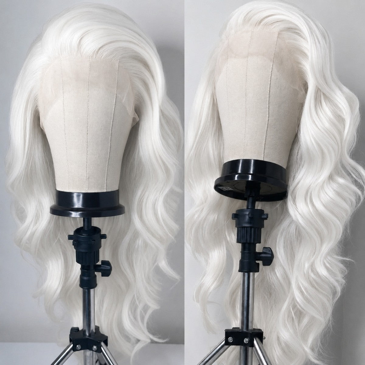 White Synthetic Lace Front Wig 13x4 Wavy Long Wearable Hair