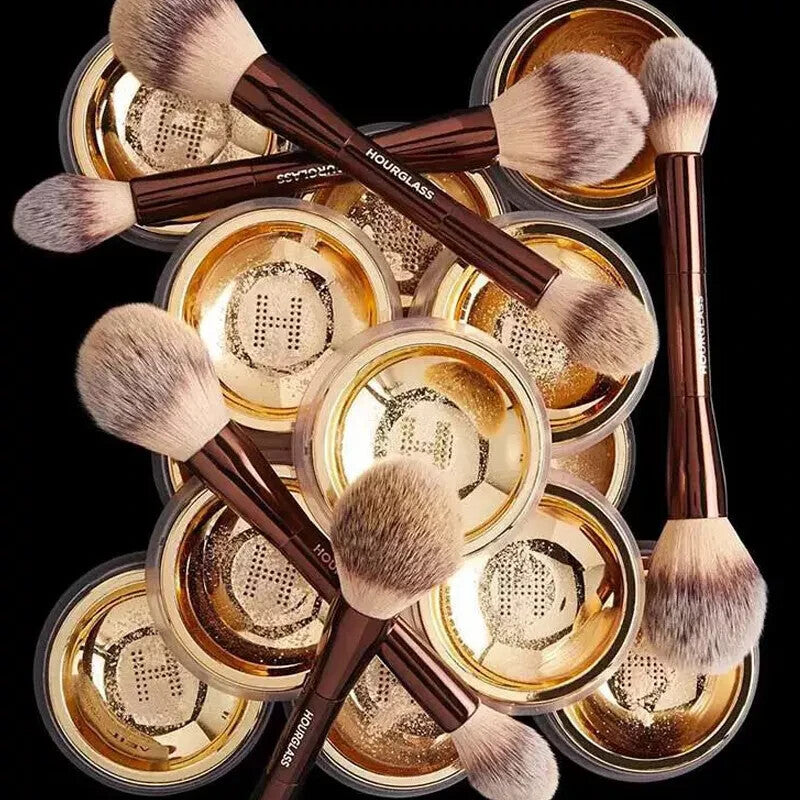 Double Ended Makeup Brush for Powder, Highlighter & Blush - Vegan & Soft