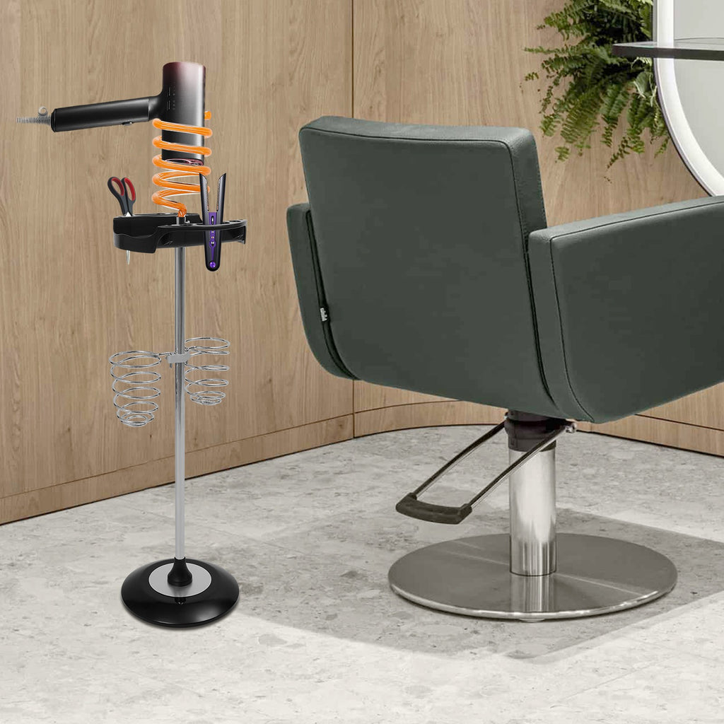 Hair Dryer Stand with Tray and Spiral Holder – Stylish Organizer for Styling Tools