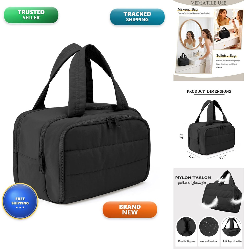 Travel Toiletry Bag for Women, Large Black Cosmetic Makeup Bag