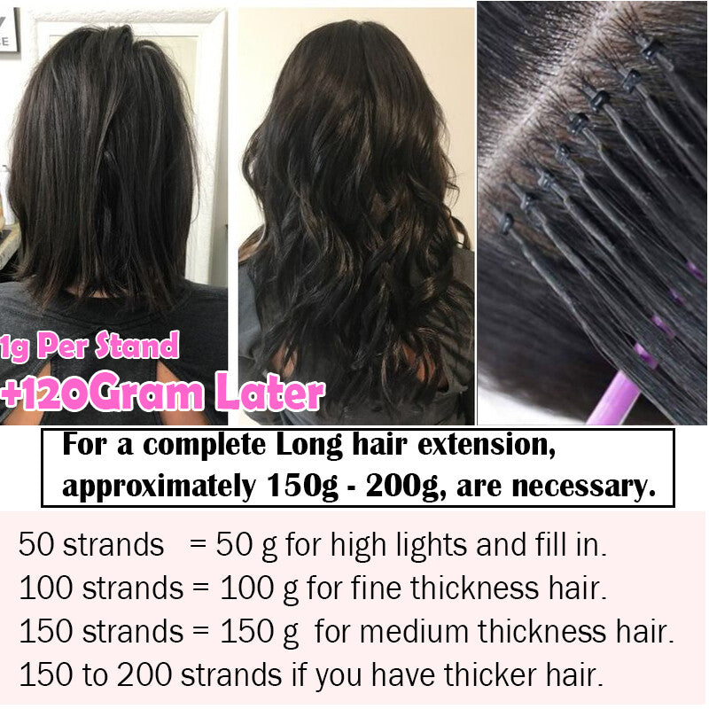 Remy Human Hair Extensions Nano Ring Bead Loop Beads 16-24 Inch & 50-150 Strands
