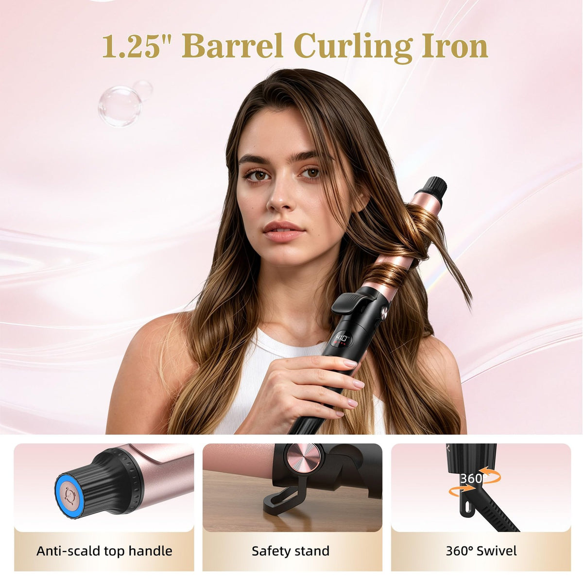1.25 Inch Dual Voltage Travel Curling Iron for All Hair Types