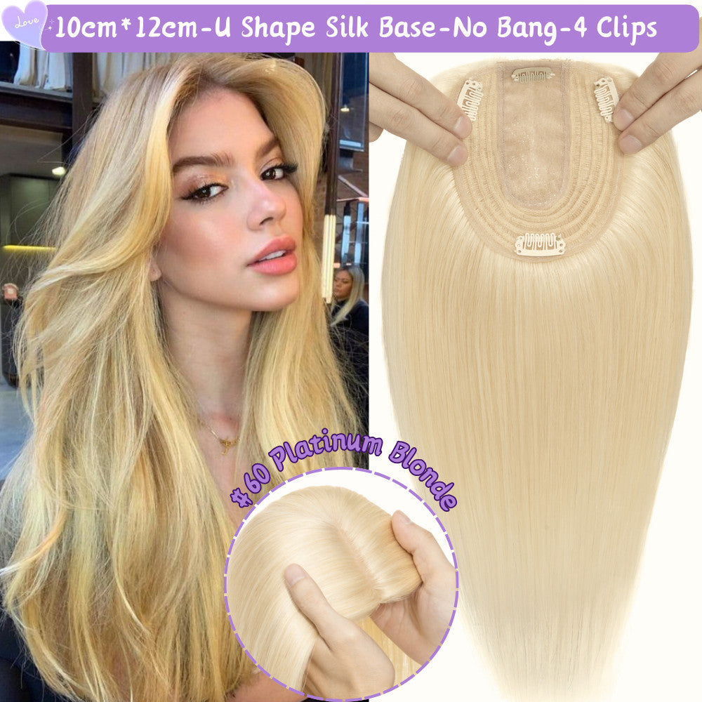 Clip-In Hair Topper for Women - Natural Remy Human Hair Wiglet with Lace/Silk Base