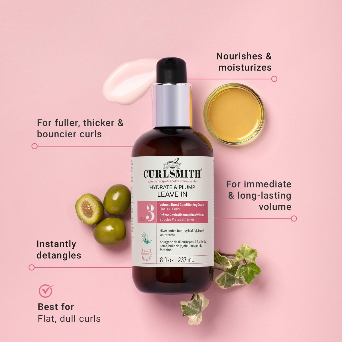 Hydrate & Plump Leave-In Conditioner for Curly Hair - Lightweight & Vegan