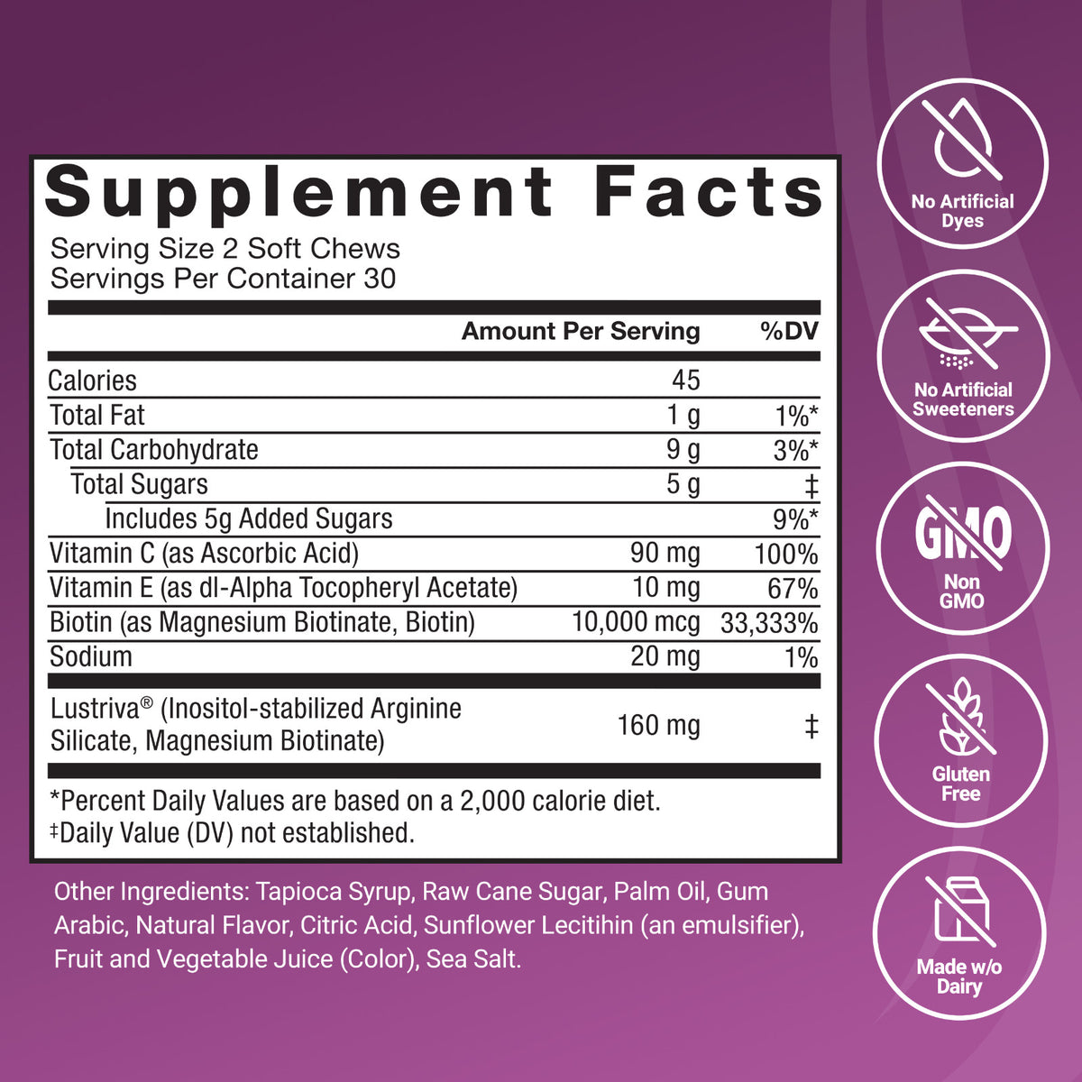 Hair Growth Vitamins with Biotin & Silicon - Soft Chews for Women