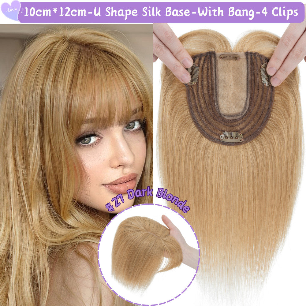 Clip-In Hair Topper for Women - Natural Remy Human Hair Wiglet with Lace/Silk Base