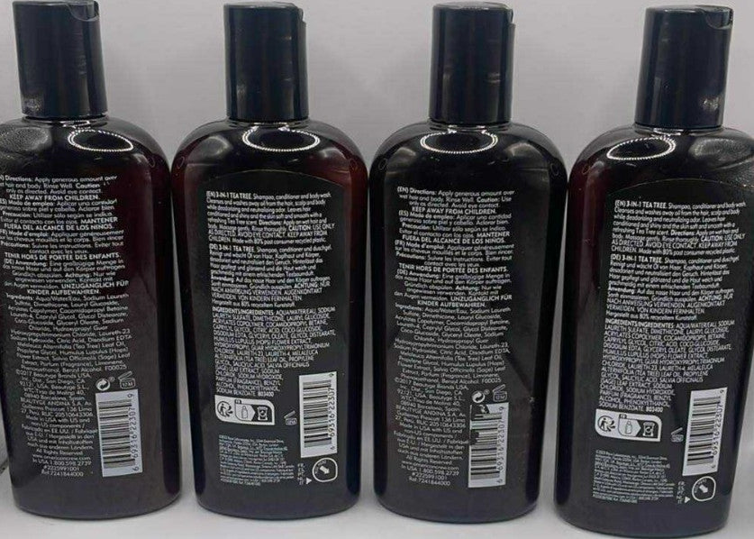 4 Pack Tea Tree 3-in-1 Shampoo Conditioner Body Wash - 8.4 oz Each