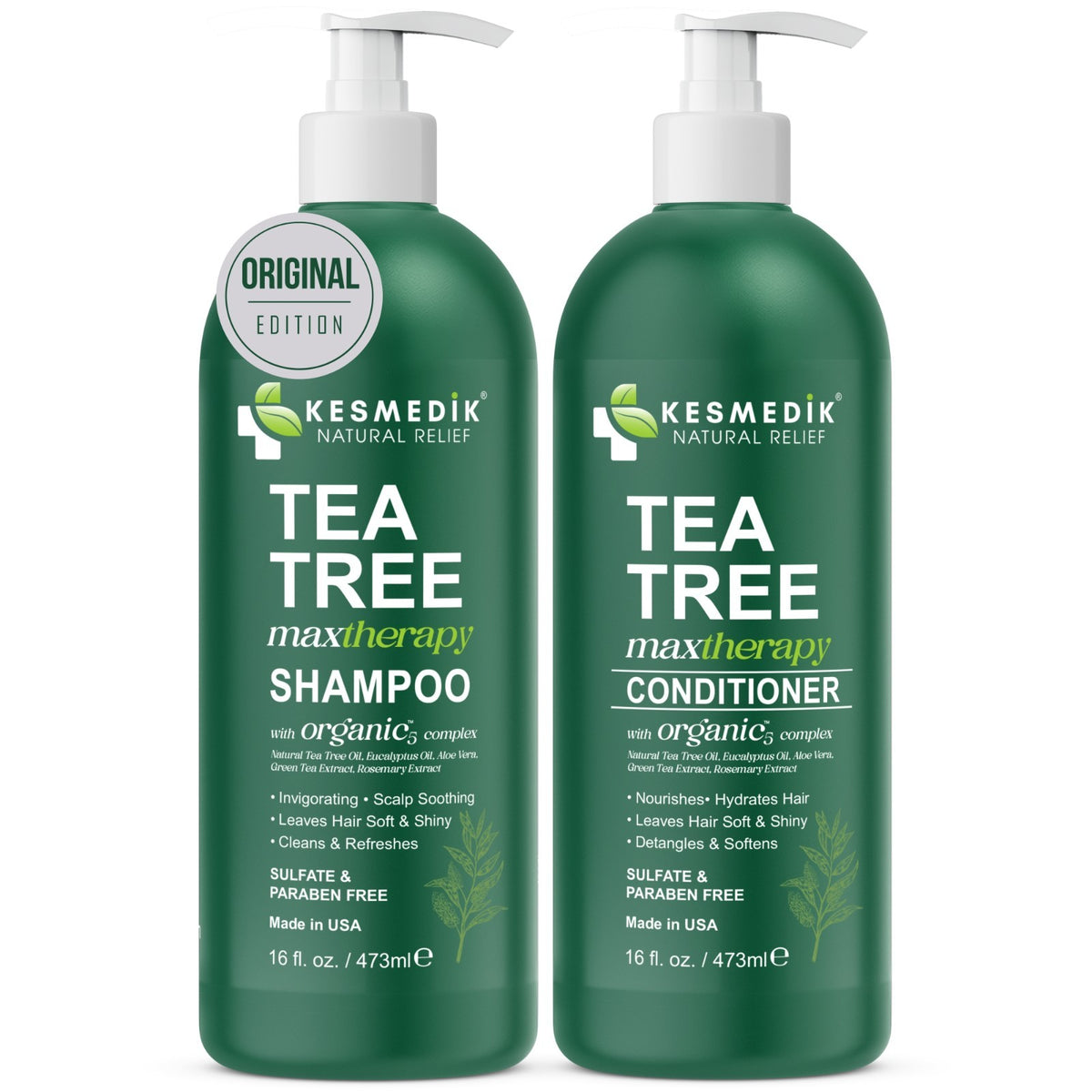 Tea Tree Shampoo & Conditioner Set for Dry & Itchy Scalp - Hydrating Hair Care