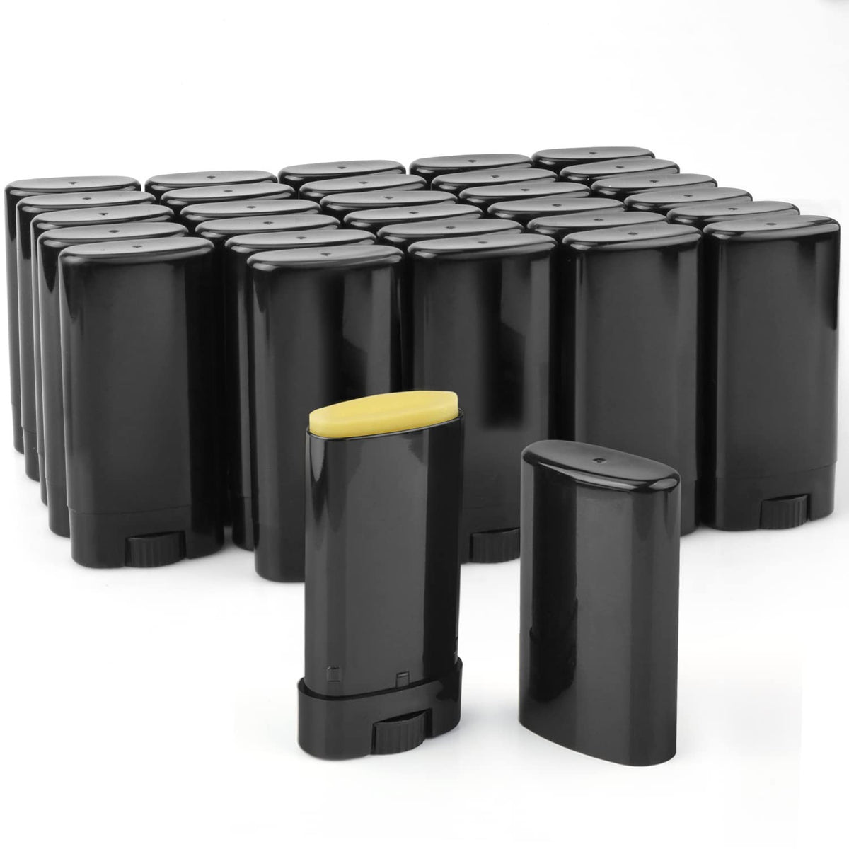 15ml Travel Deodorant Containers - Top-Fill Empty Plastic Lip Balm Tubes (30 Pack) - Oval