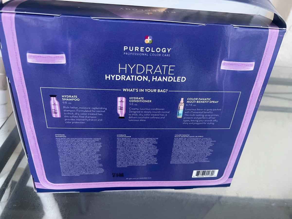Pureology Hydrate Shampoo & Conditioner & Multi-Benefit Spray Set - Hair Care Gift