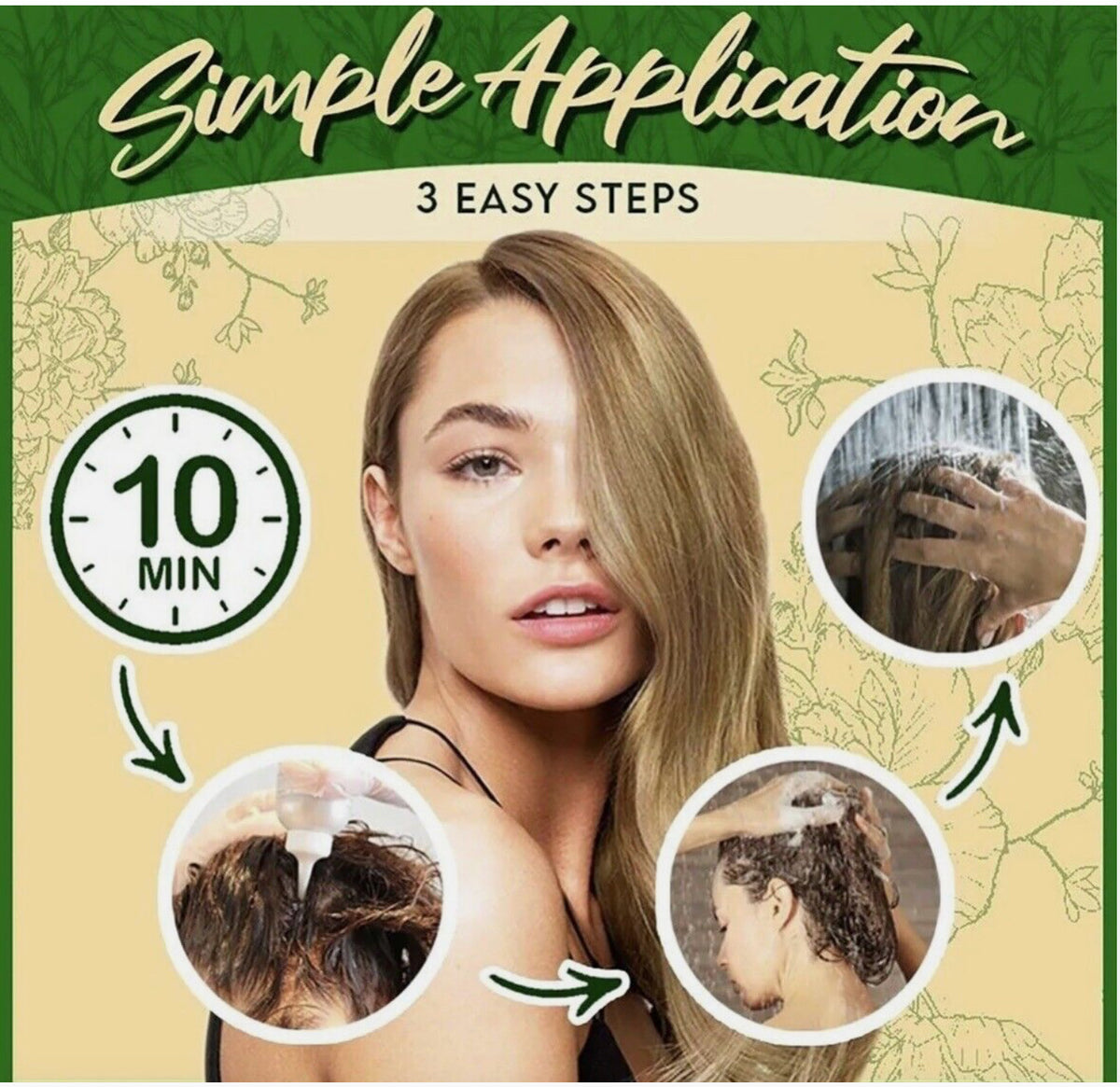 Herbal Hair Dye Shampoo 3-in-1 Dark Brown Shine Hair Color Set - 10 Pcs