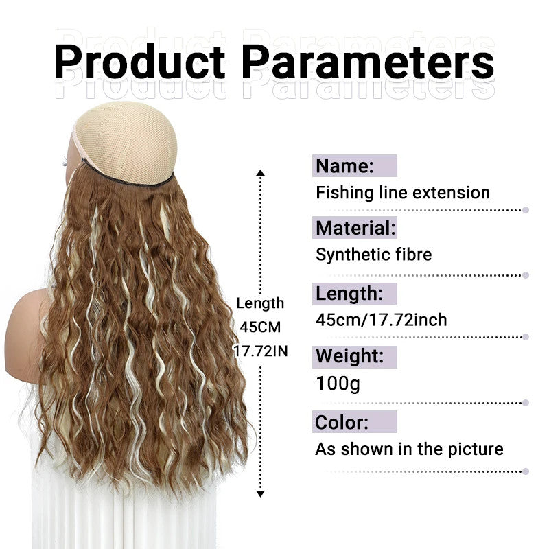 Lightweight Water Wave Curly Hair Extensions - Synthetic Fluffy Hairpiece