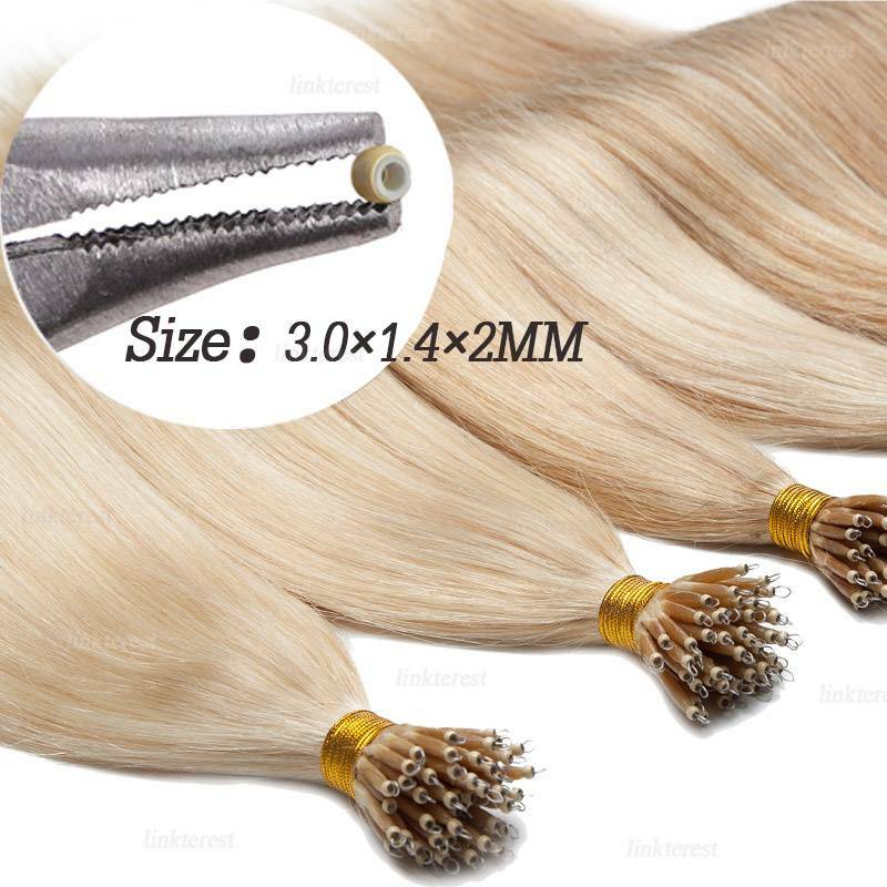 Thick Nano Ring Hair Extensions - Micro Link Bead Tips, Remy Human Hair