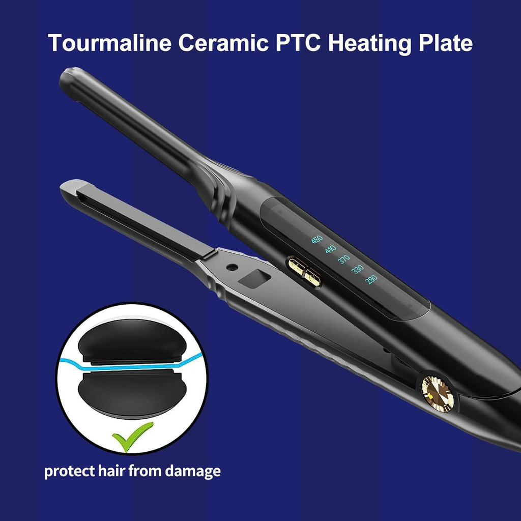 Mini Flat Iron for Short Hair - 3/10 Inch Skinny Hair Straightener with Adjustable Temp