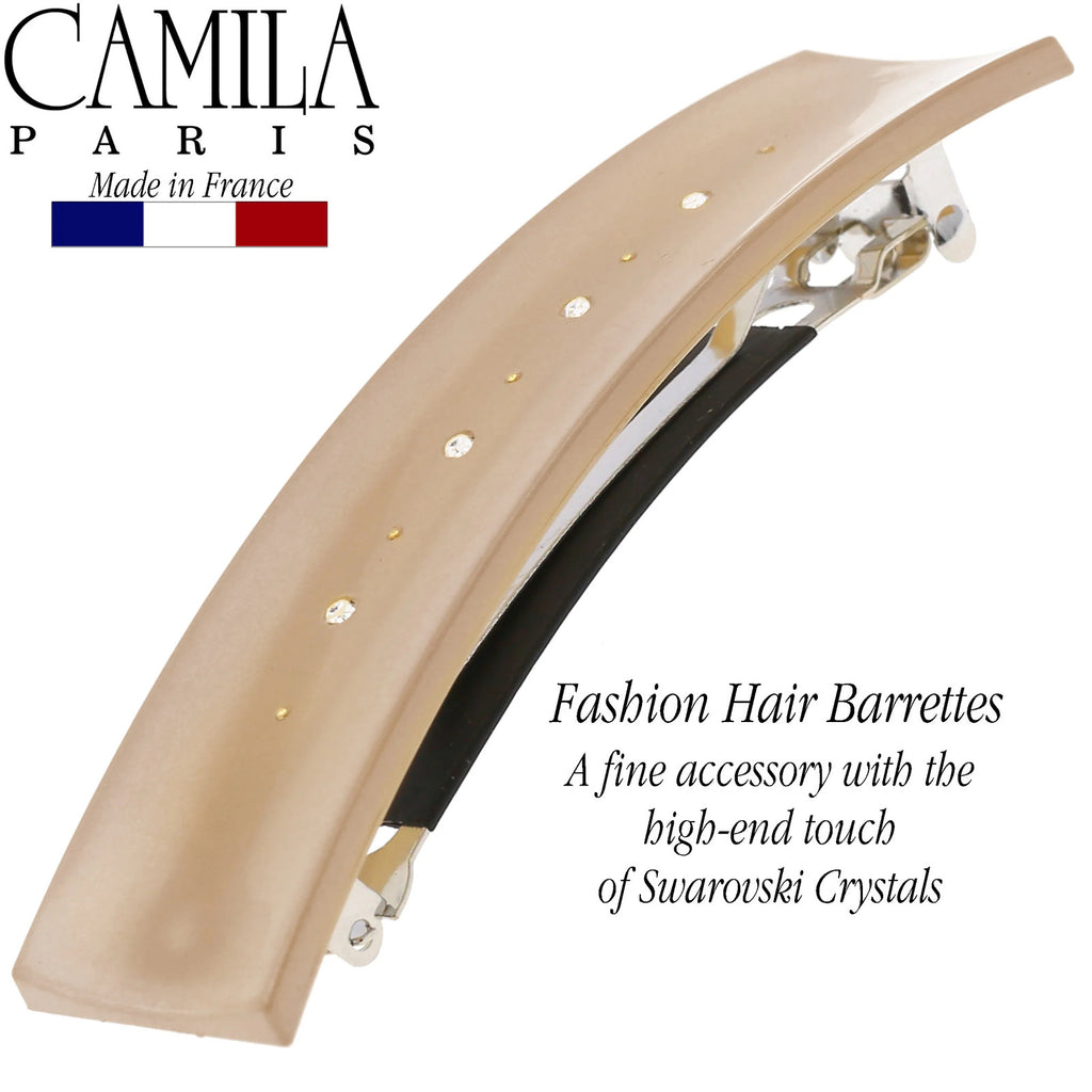 Wide Arched Swarovski Crystal No-Slip Hair Barrette - Elegant Hair Accessory