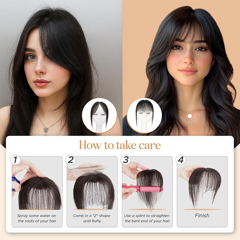 Clip-In Bangs Hair Topper for Women - Human Hair, 360° Clip-In Style