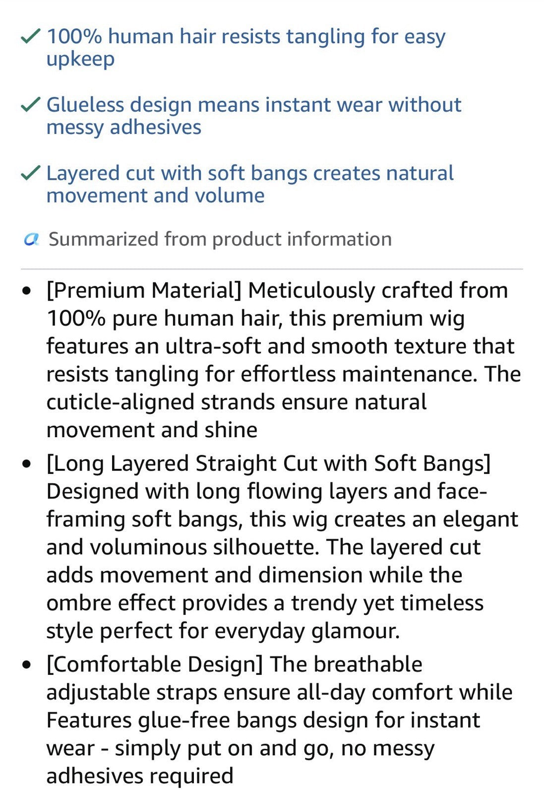 Blonde Human Hair Wig with Rooted Roots and Bangs - 26 Inch Soft & Silky