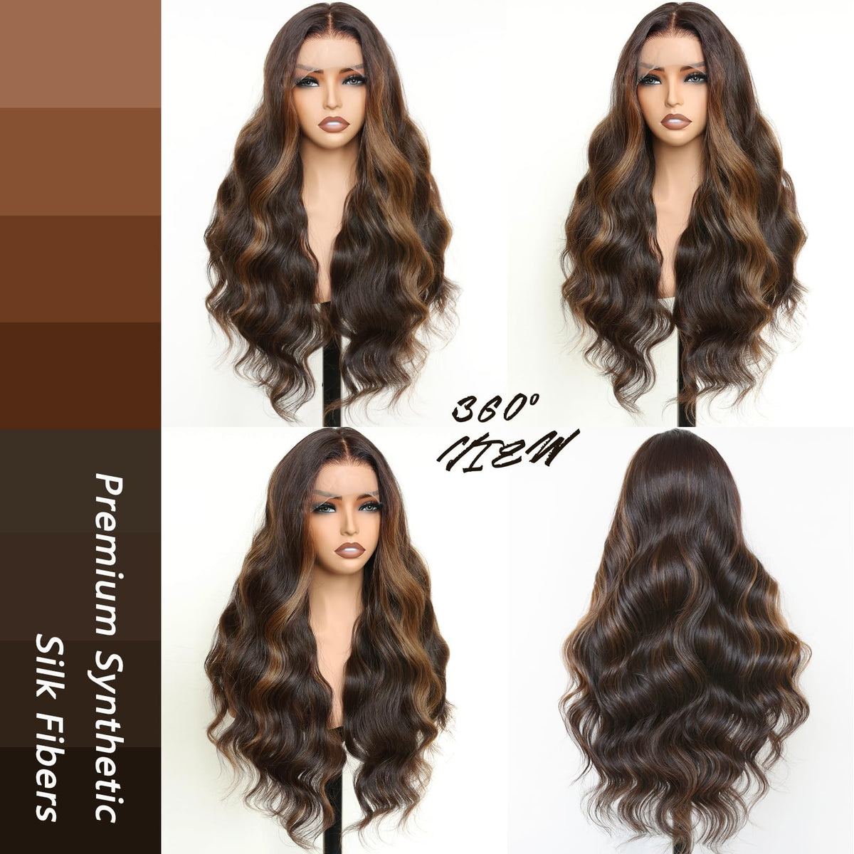 28 Inch Body Wave Lace Front Wig with Balayage Highlights - HD Lace, Pre-Plucked, Heat-Resistant Synthetic Wig
